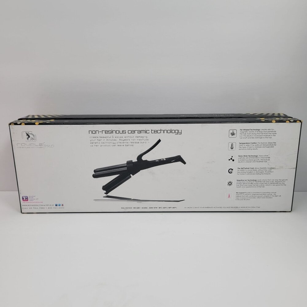 Royale Pro Hair Styling Technology SW001 Black Triple Barrel Hair Waver Curler - Picture 2 of 12